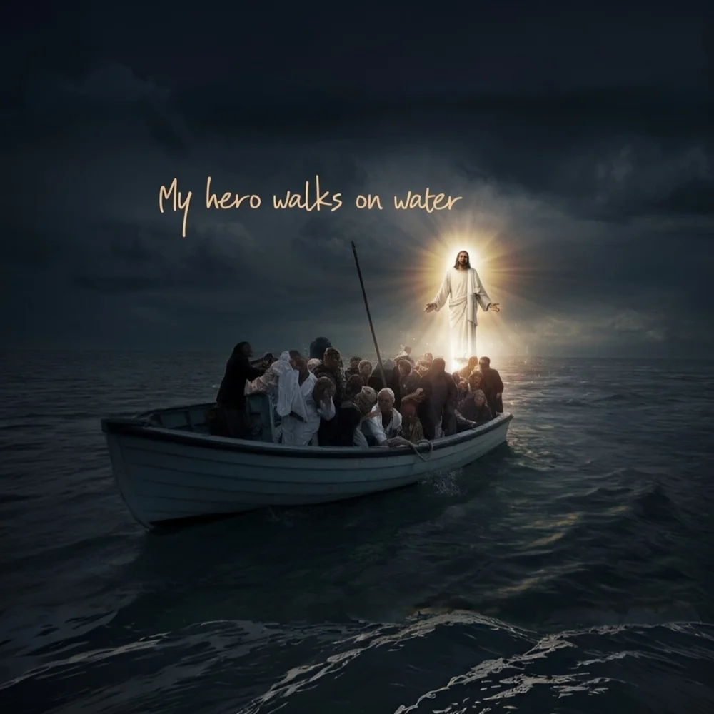 Jesus Walks On Water In A Glass Front Frame 8x10 Picture AI wall art - Picture 2 of 2